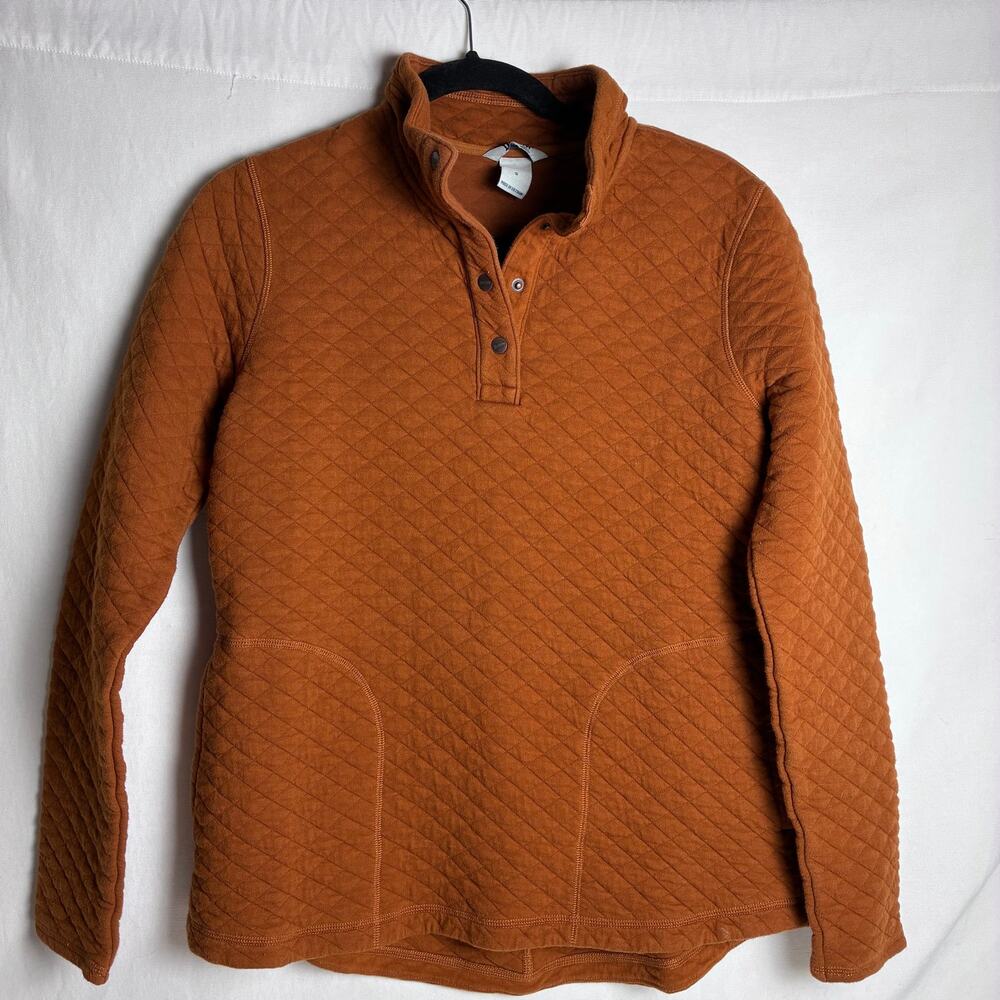 Duluth Trading Co Quilted Snap Pullover Sweater Small Brown Rust Gorpcore Cabin